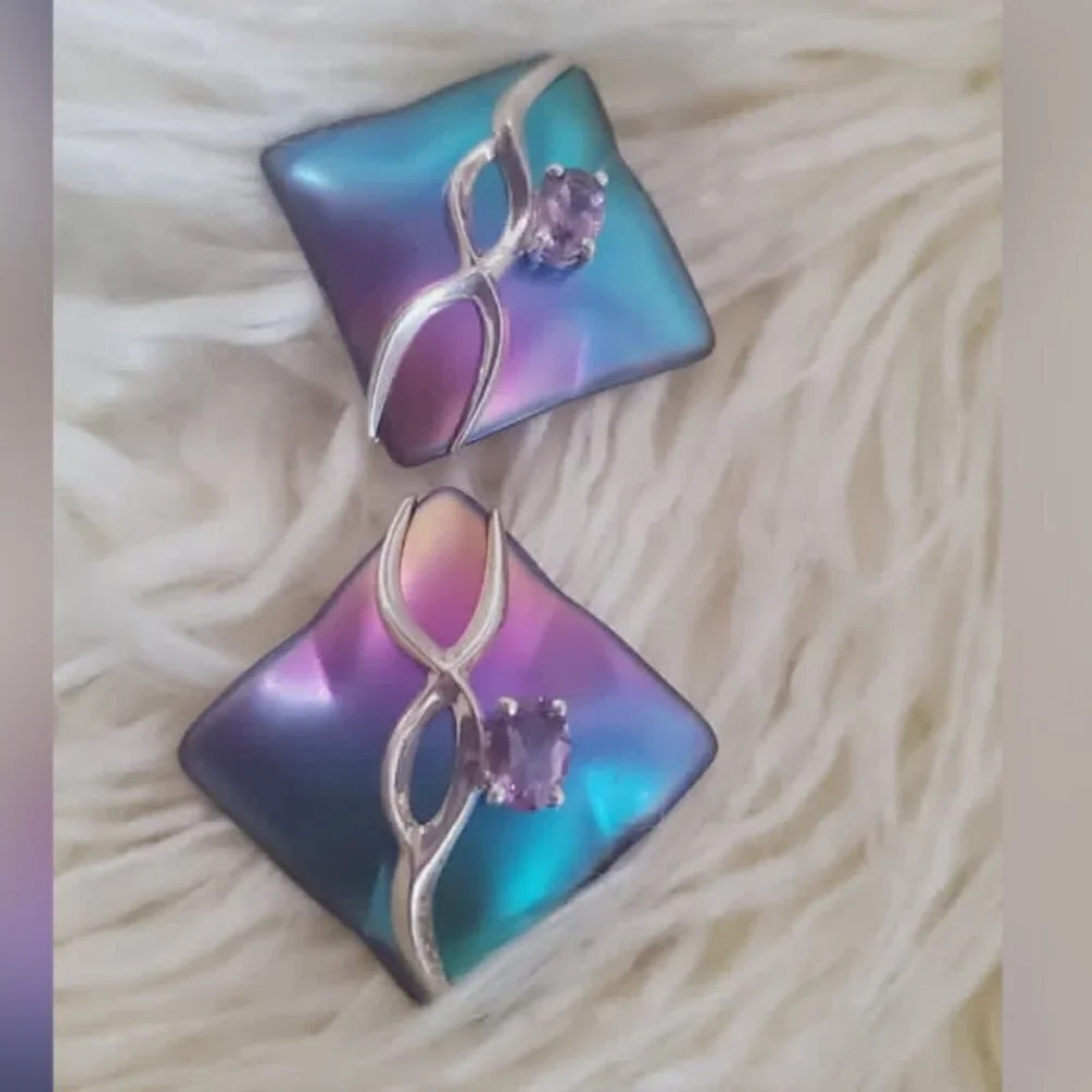 💃Aqua Square Shaped  Earrings. 🌴
